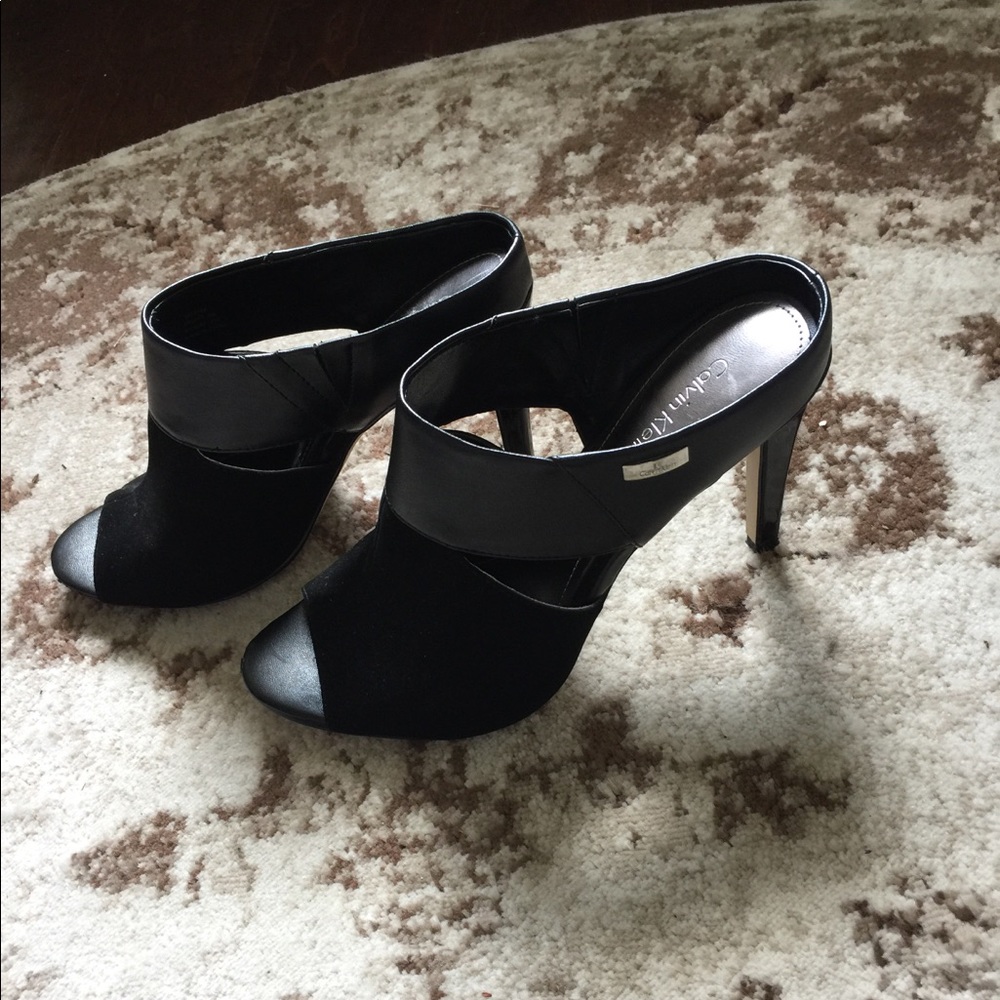 Calvin Klein - Black, Open Toe Slides